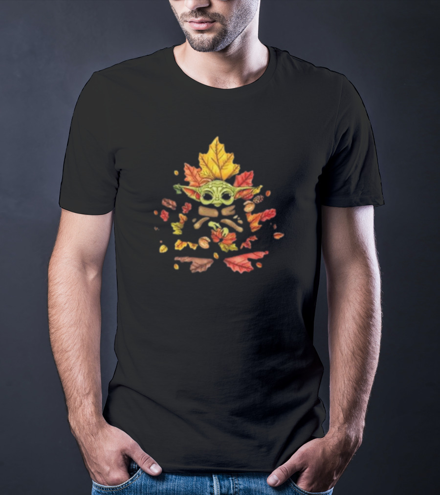 Autumn Leaves Baby Yoda Surrounded By Fall Foliage T-Shirt