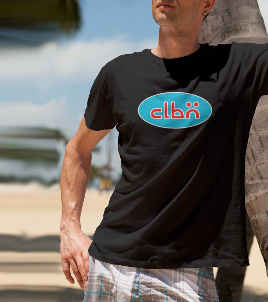 Clbn Logo Design Blue Oval Text T-Shirt