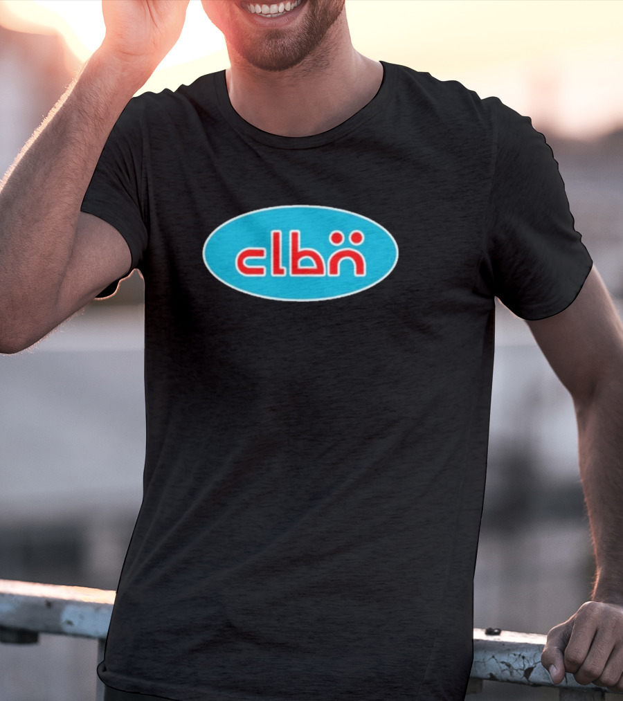 Clbn Logo Design Blue Oval Text T-Shirt