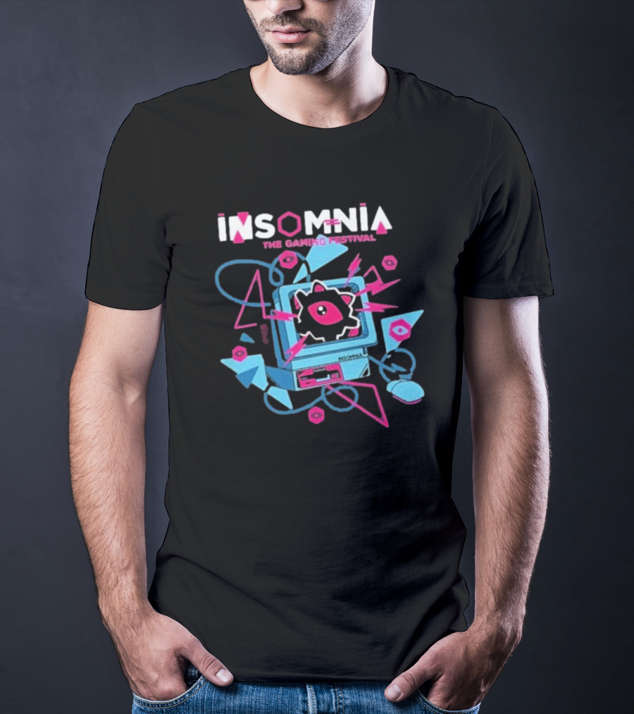 Insomnia The Gaming Festival I72 Retro Computer Neon Graphics T-Shirt