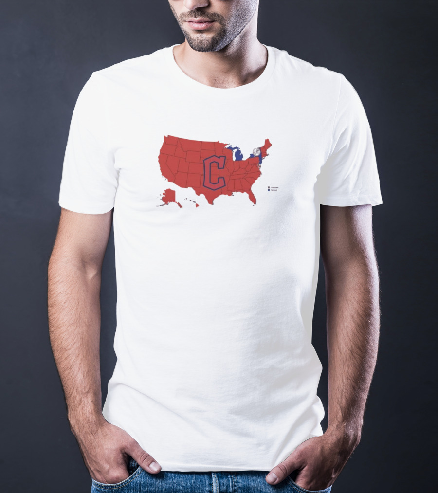 Map Of Who America Is Rooting For In The NLCS Cleveland Guardians MLB Logo USA Outline T-Shirt