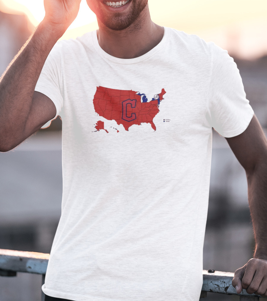 Map Of Who America Is Rooting For In The NLCS Cleveland Guardians MLB Logo USA Outline T-Shirt