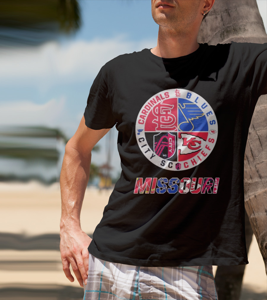 Missouri Cardinals Blues City SC Chiefs Logo Collection T-Shirt