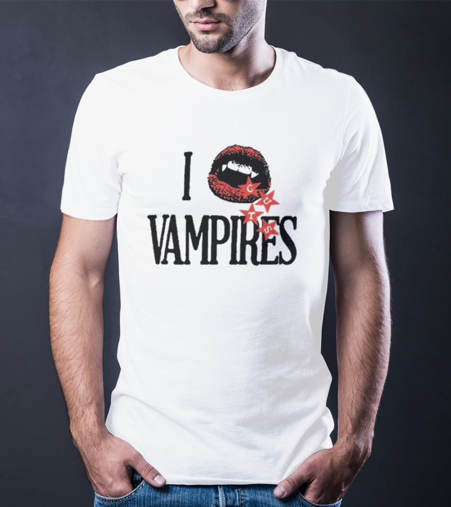 Olivia Rodrigo GUTS I Love Vampires Mouth Stars T-Shirt