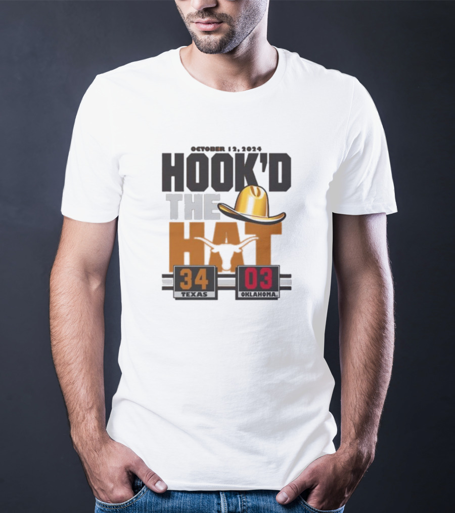 Hook’d The Hat 34 3 Texas Longhorns Red River Rivalry Score T-Shirt