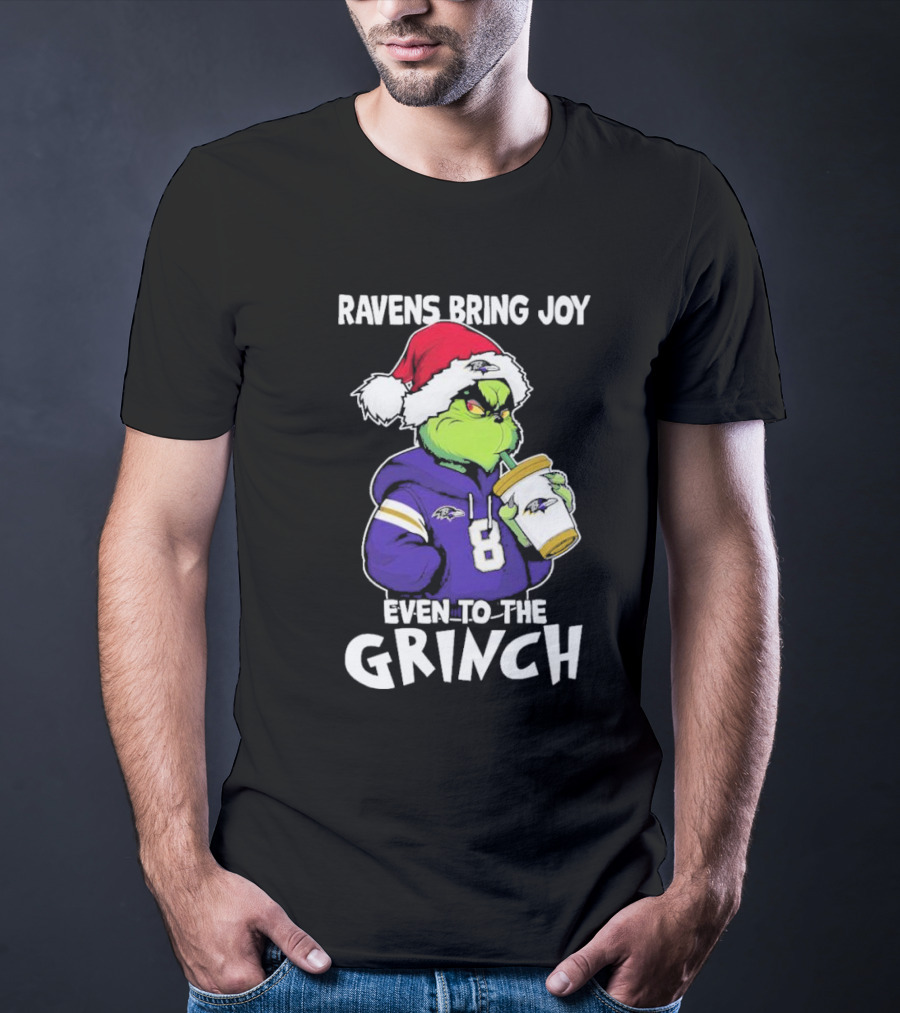 Ravens Bring Joy Even To The Grinch Christmas T-Shirt
