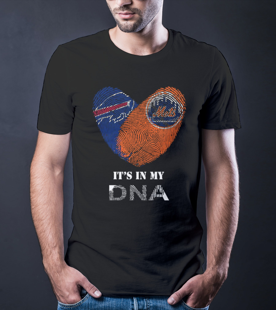 Buffalo Bills New York Mets It's In My DNA Heart T-Shirt