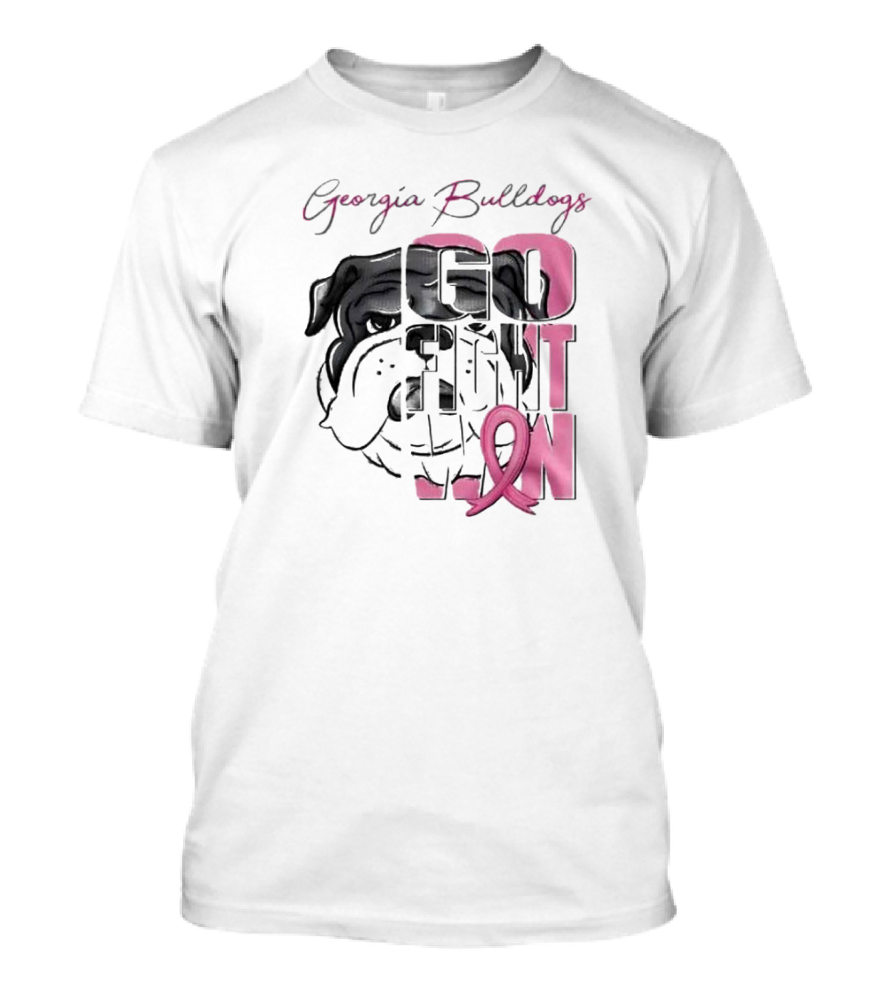 Georgia Bulldogs Go Fight Win Breast Cancer Awareness T-Shirt
