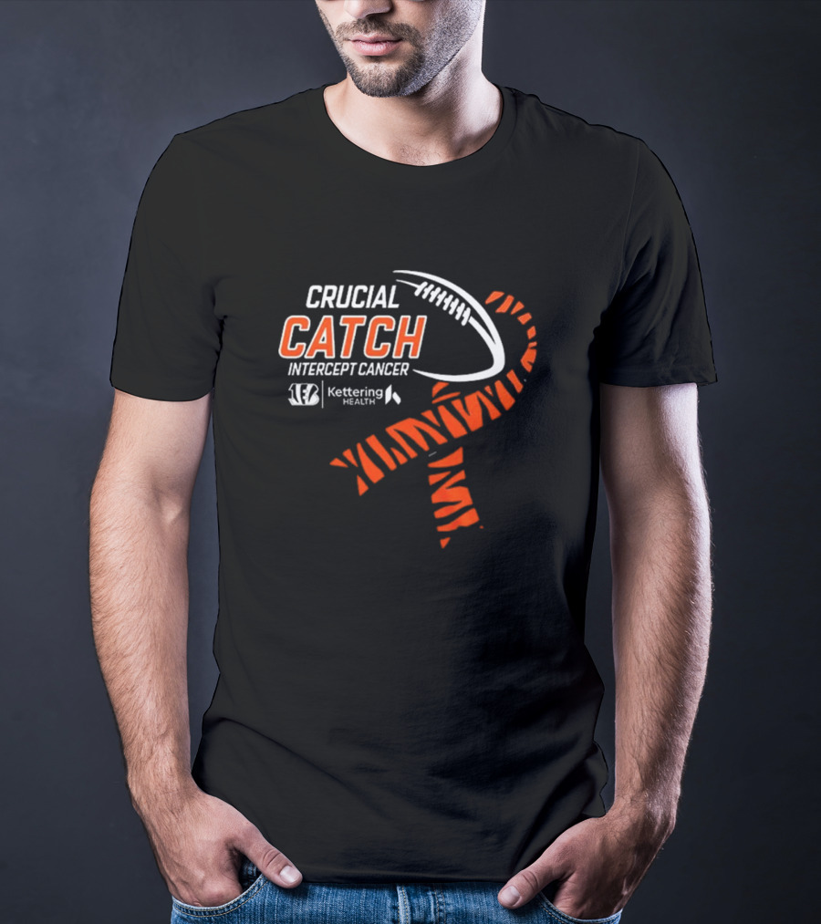 Cincinnati Bengals Crucial Catch Intercept Cancer Kettering Health T-Shirt