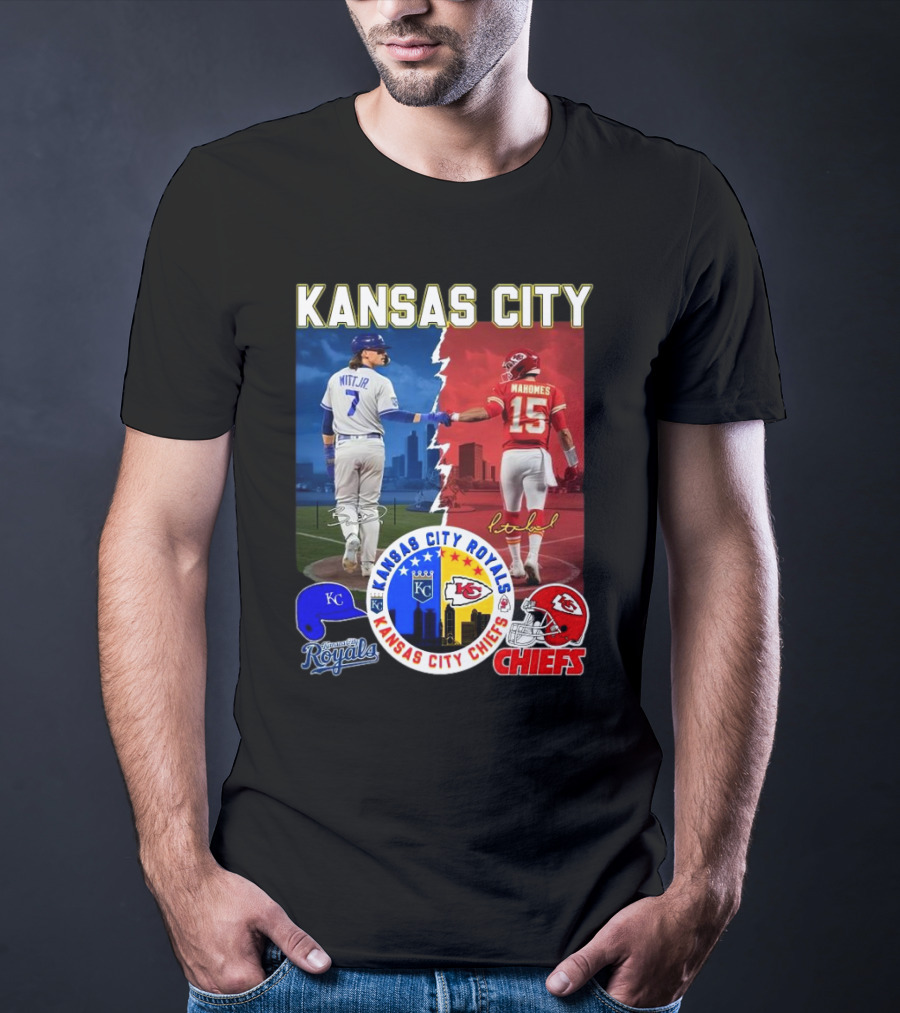 Kansas City Royals Robert Witt Jr. Chiefs Patrick Mahomes Signatures Royals Chiefs T-Shirt