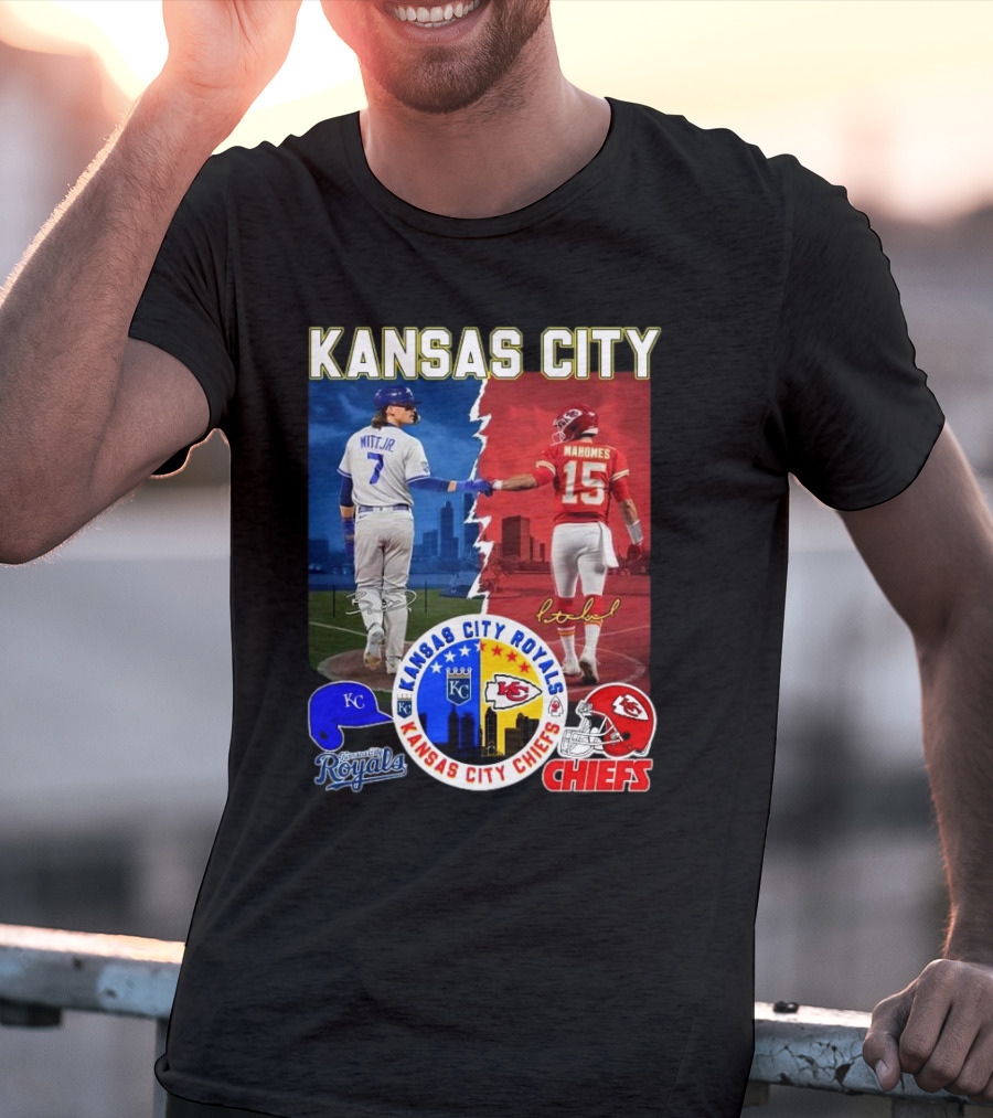 Kansas City Royals Robert Witt Jr. Chiefs Patrick Mahomes Signatures Royals Chiefs T-Shirt