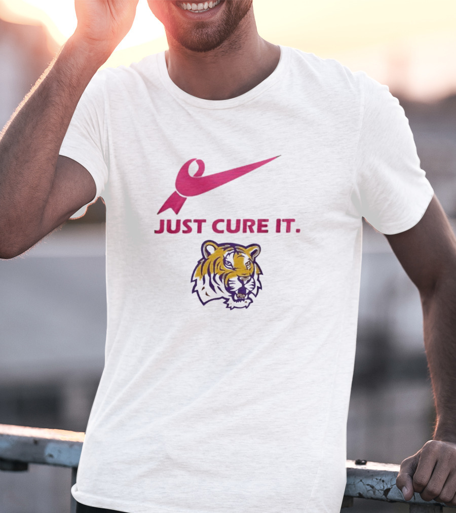 LSU Tigers Pink Ribbon Just Cure It T-Shirt