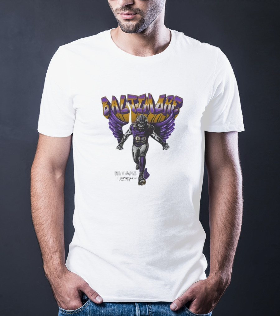 Baltimore Ravens Superbowl Champ Football Player With Ravens Wings T-Shirt