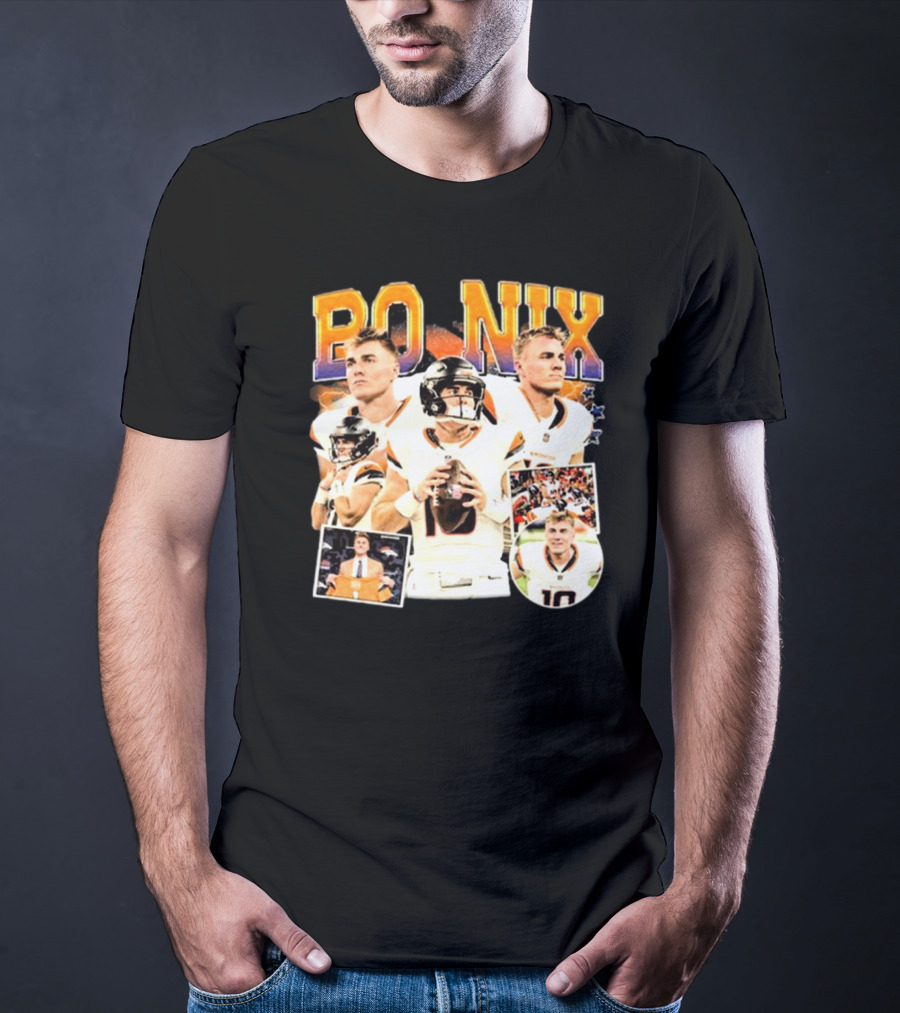 Bo Nix Denver Broncos NFL Vintage Football American T-Shirt