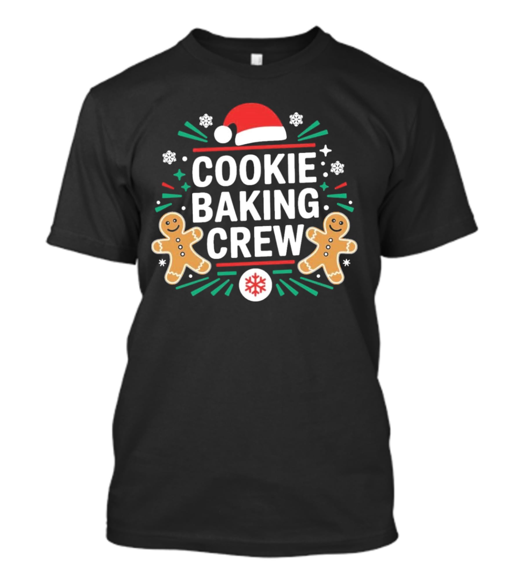 Cookie Baking Crew Christmas Gingerbread Festive Santa Hat Snowflakes T-Shirt