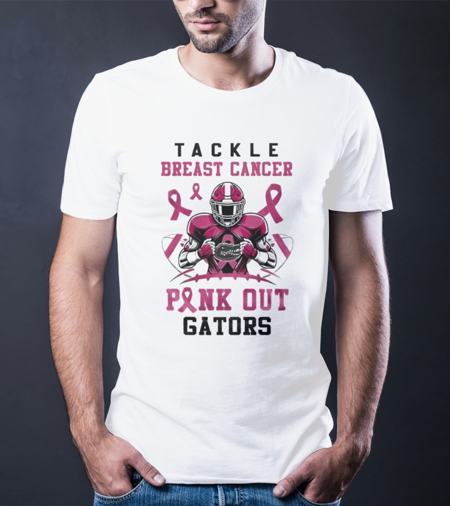 Tackle Breast Cancer Pink Out Gators Football T-Shirt