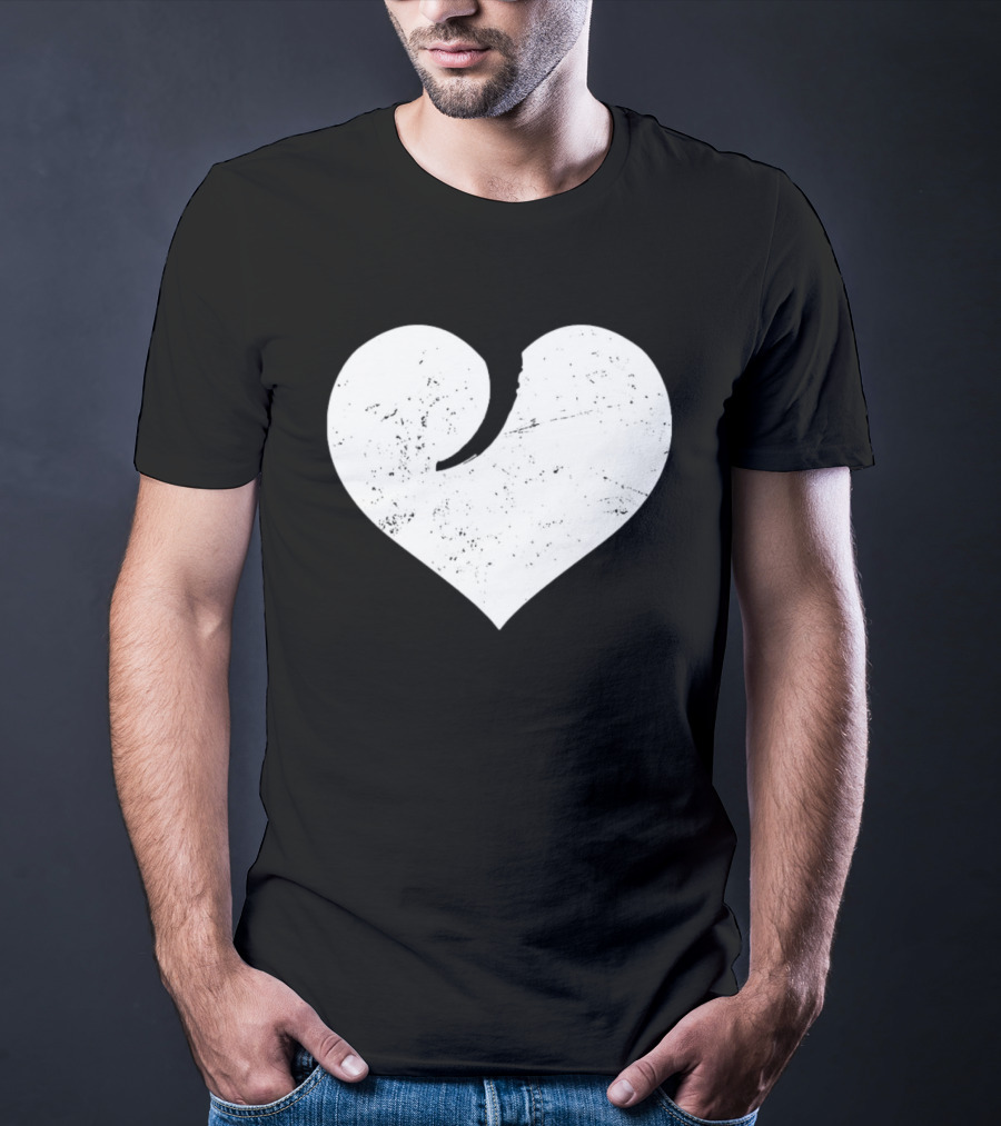 Gun Trigger Heart Distressed White Heart Shape T-Shirt
