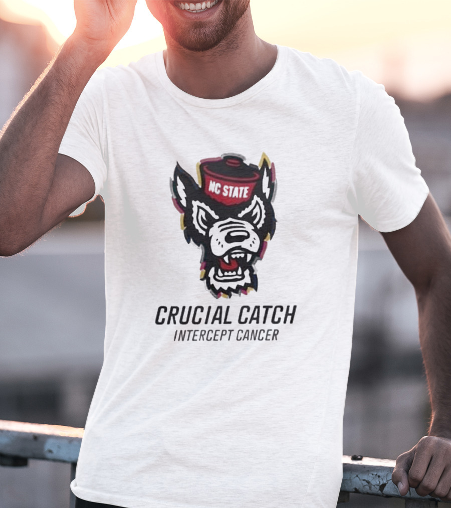 NC State Wolfpack Crucial Catch Intercept Cancer T-Shirt