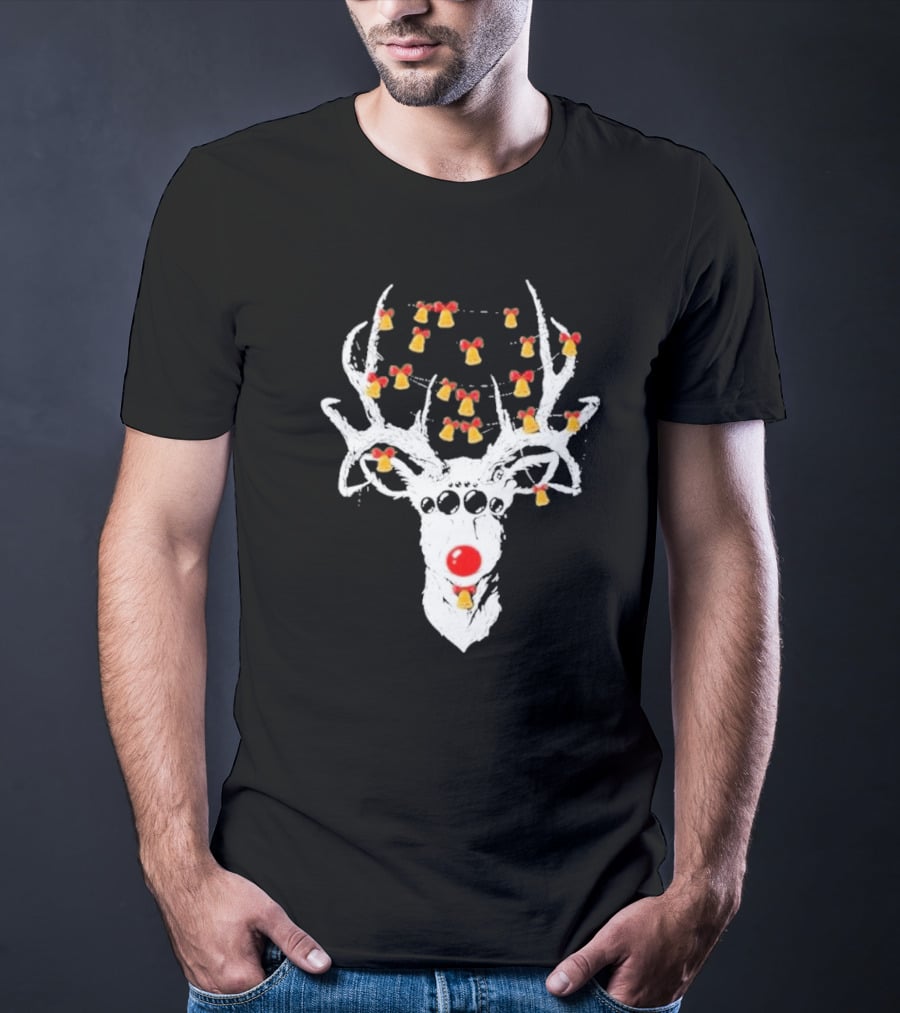 Reindeer Deer Christmas Rudolph With Bells T-Shirt
