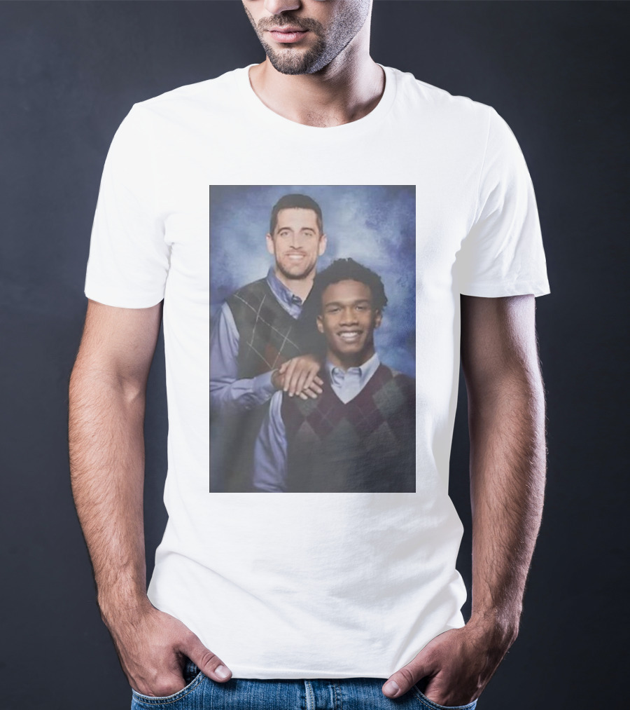 Step Brothers Aaron Rodgers Garrett Wilson New York Jets Portrait Mockup T-Shirt