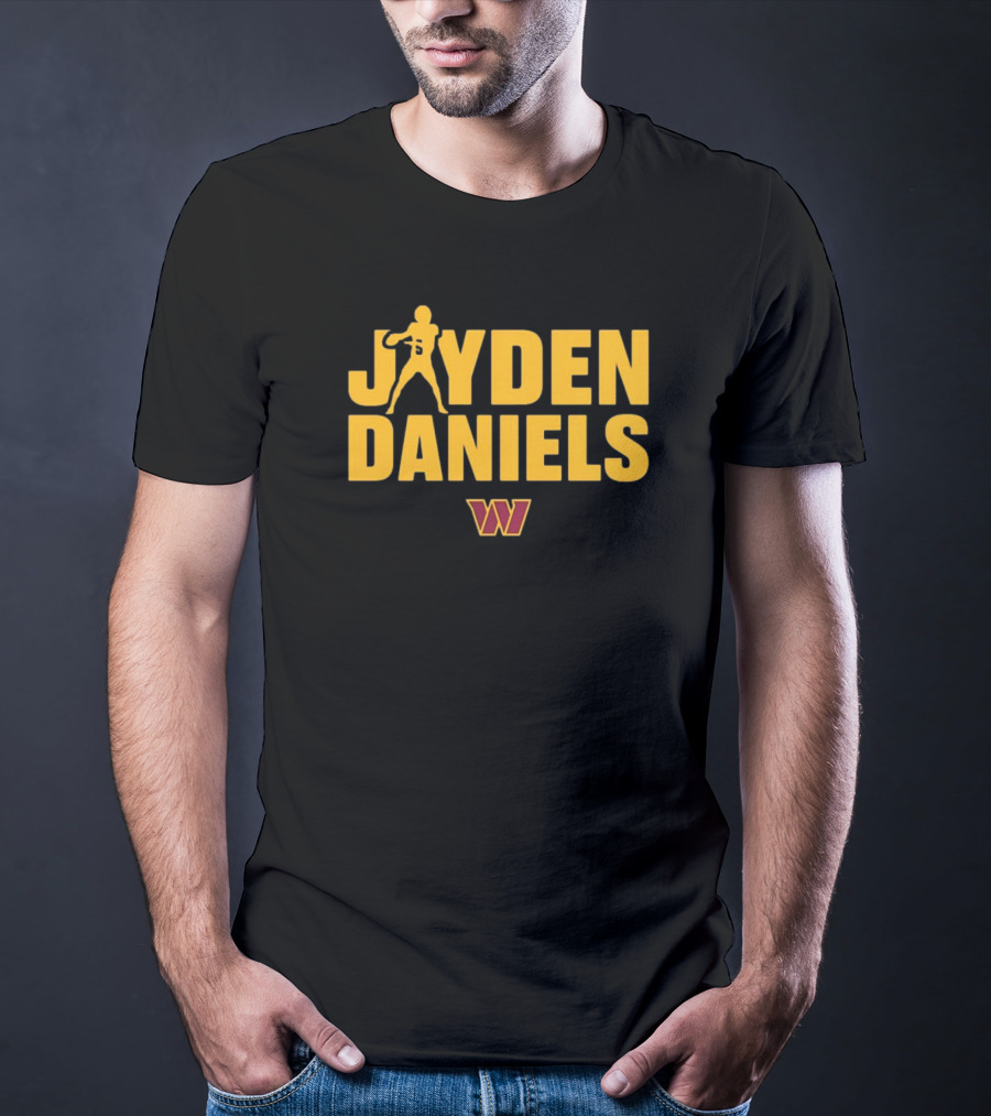 Jayden Daniels Washington Commanders NFL Play Motion T-Shirt