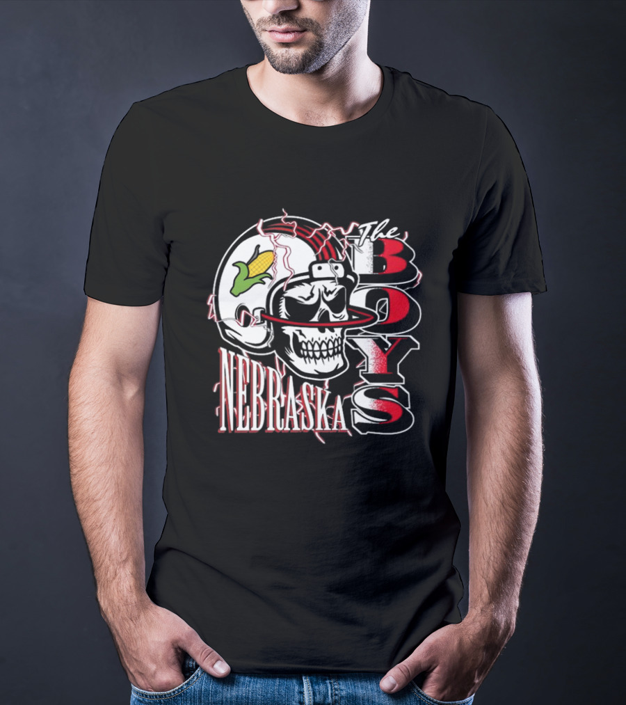 The Boys Nebraska Lightning Skull Corn Helmet T-Shirt