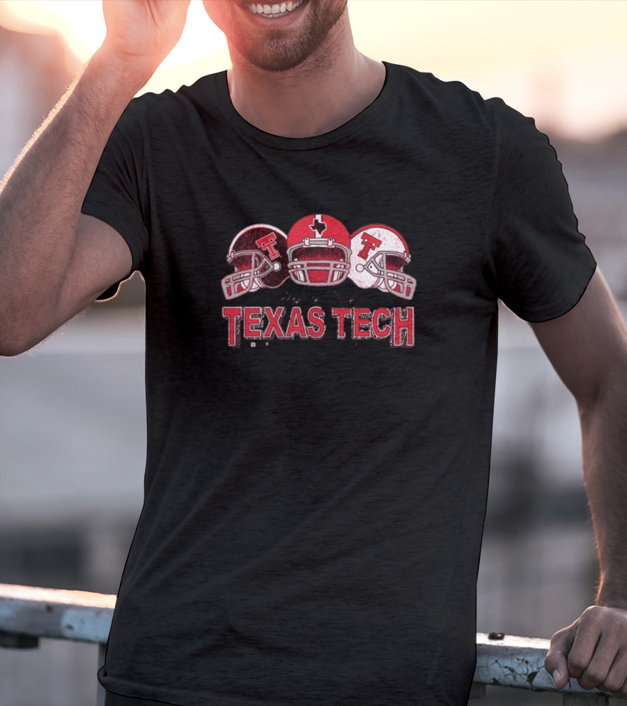 Texas Tech Red Raiders Trio Helmets Graphic Wreck 'Em T-Shirt