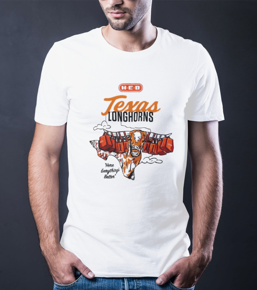 H-E-B Texas Longhorns Here Everything's Better Hook 'em Horns T-Shirt