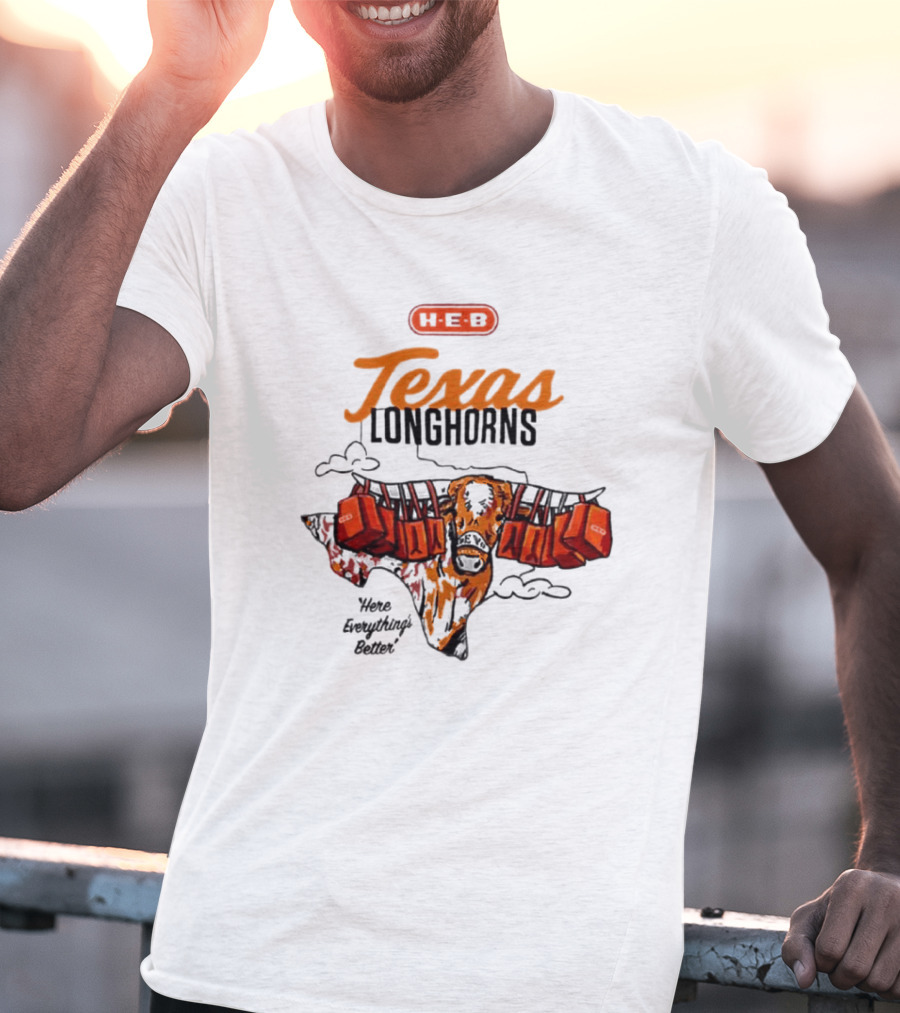 H-E-B Texas Longhorns Here Everything's Better Hook 'em Horns T-Shirt