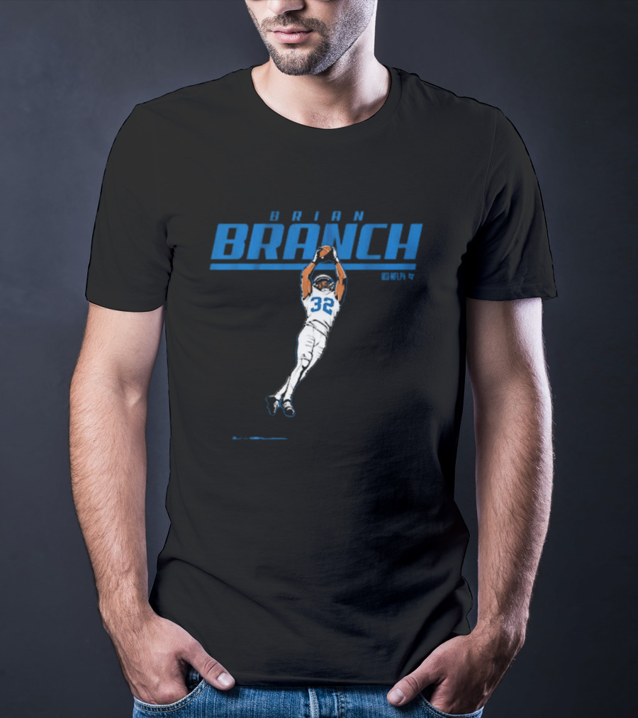 Brian Branch NFL Detroit Lions Jump Catch T-Shirt