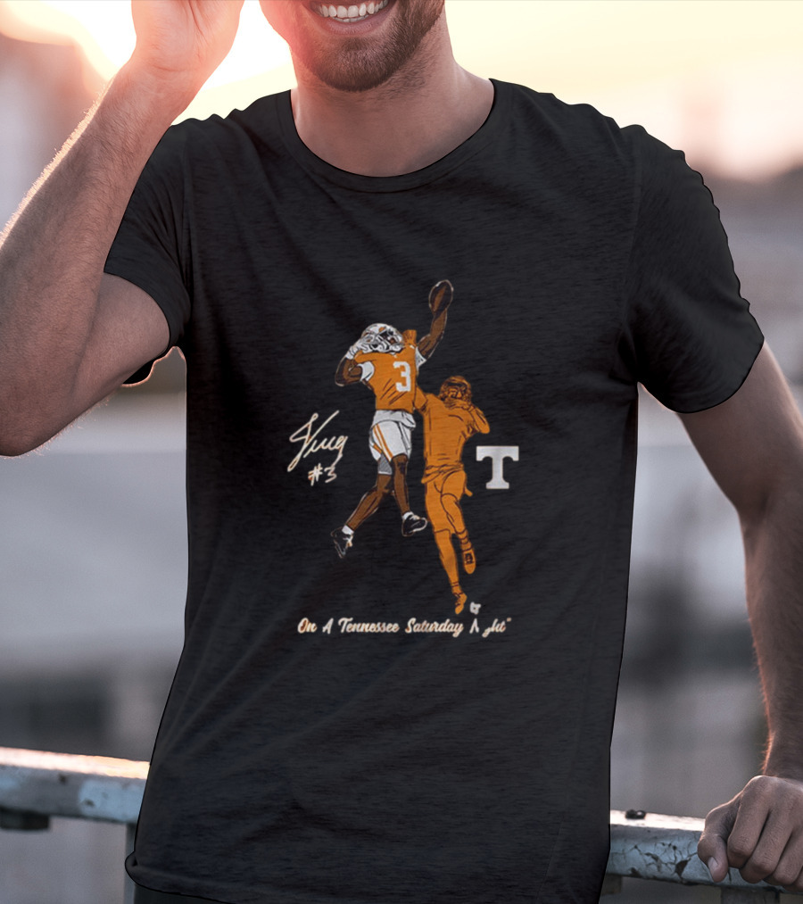 Tennessee Saturday Night Jermod McCoy #3 One-Handed Interception T-Shirt