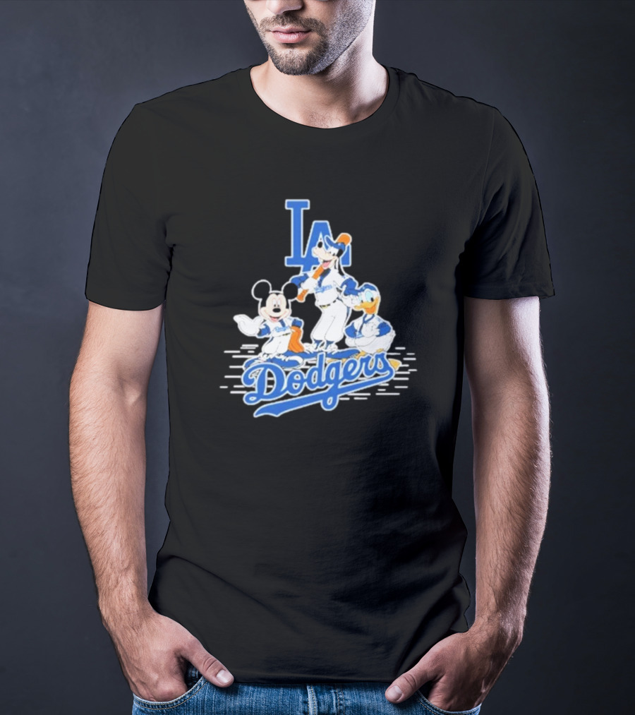 Los Angeles Dodgers Mickey Mouse Donald Duck Goofy Baseball T-Shirt