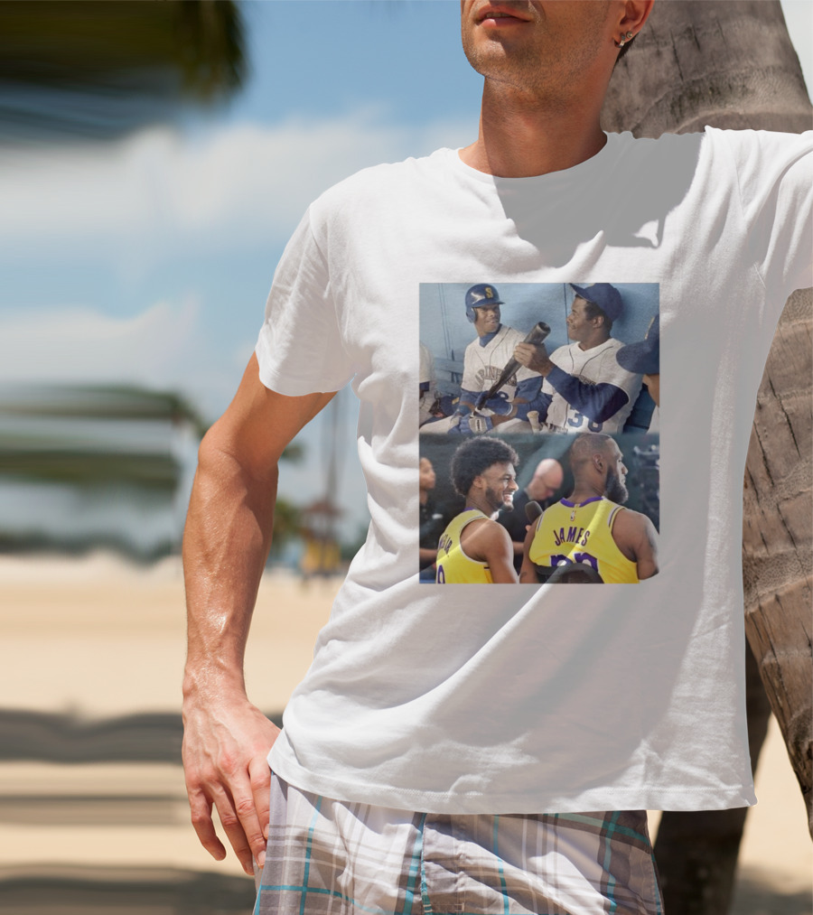 Ken Griffey Jr And Ken Griffey Sr Attend Lakers Game For LeBron And Bronny Historic Moment T-Shirt