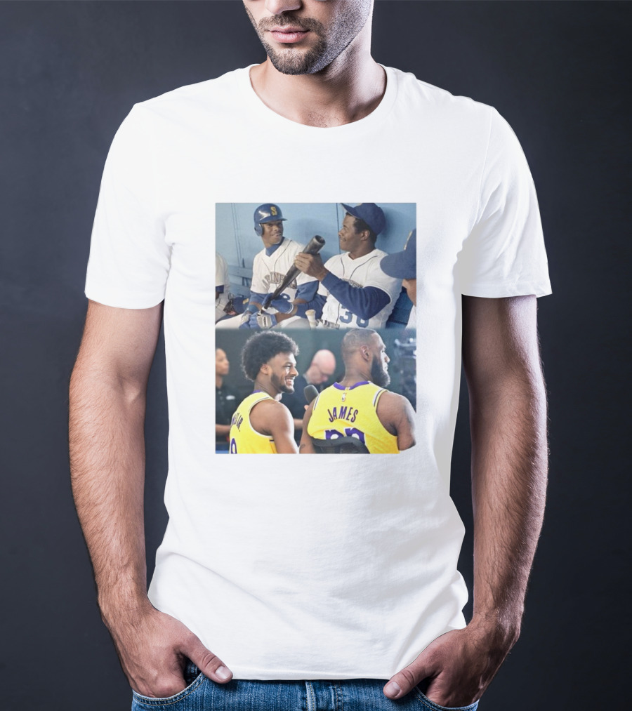 Ken Griffey Jr And Ken Griffey Sr Attend Lakers Game For LeBron And Bronny Historic Moment T-Shirt