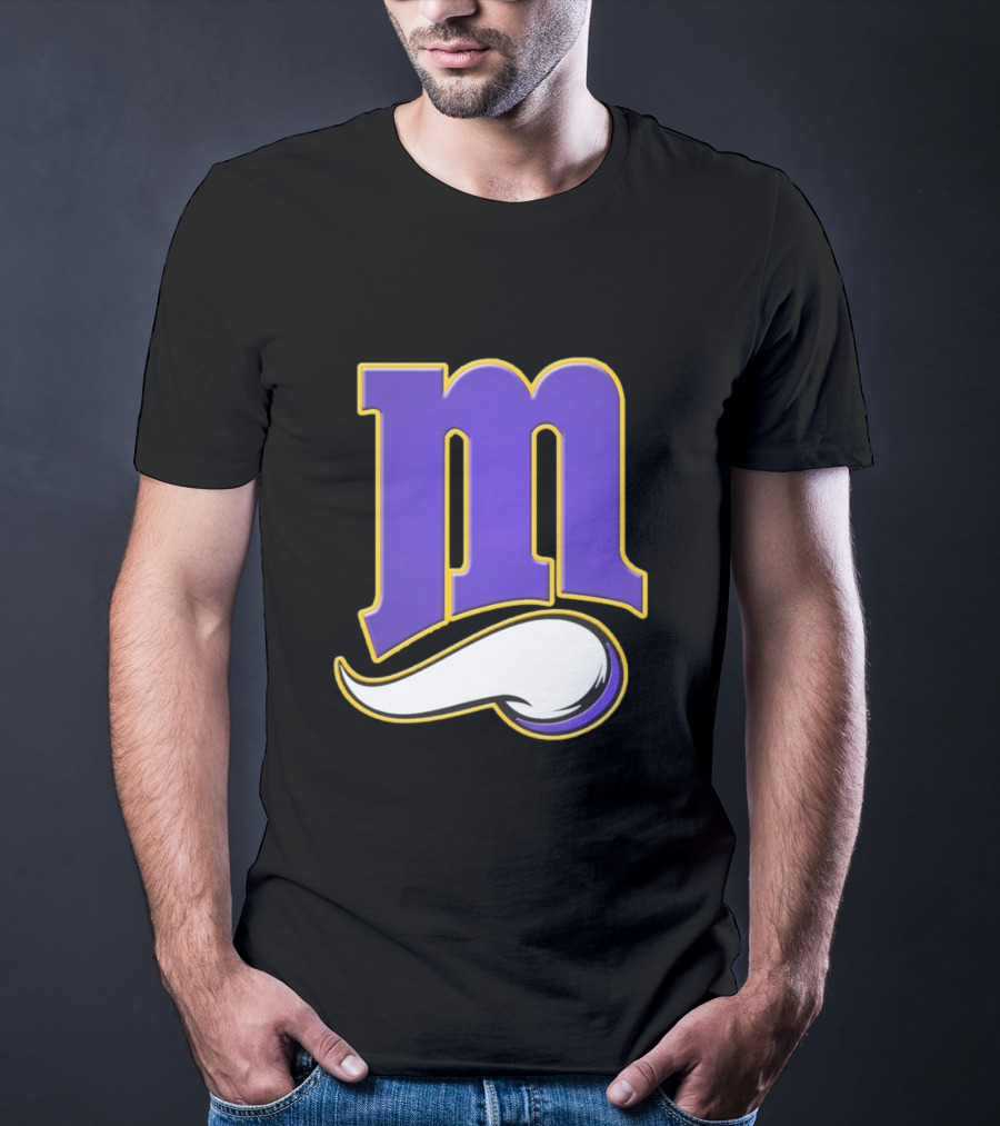 Minnesota Vikings And Minnesota Twins M Logo Fusion In Purple And White T-Shirt