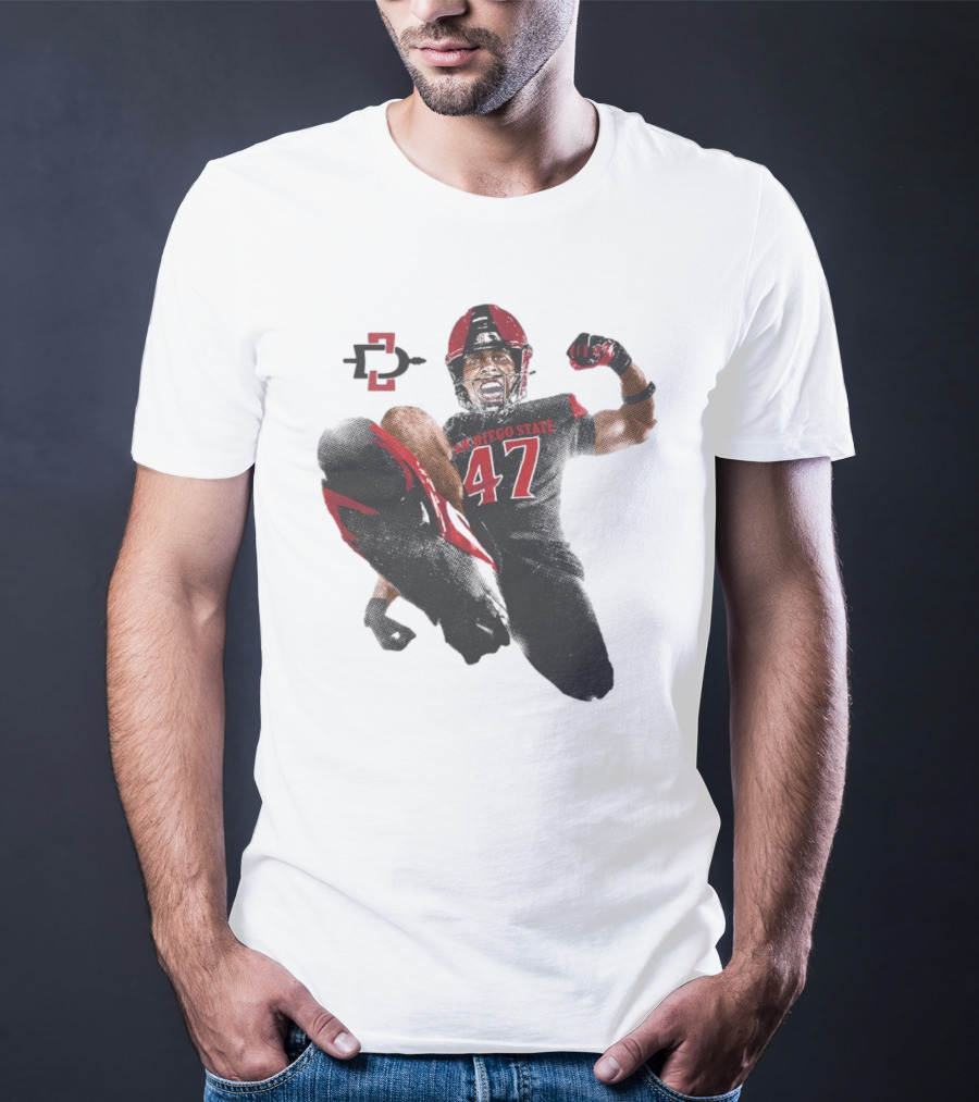 Trey White San Diego State Aztecs 47 Football Jump T-Shirt