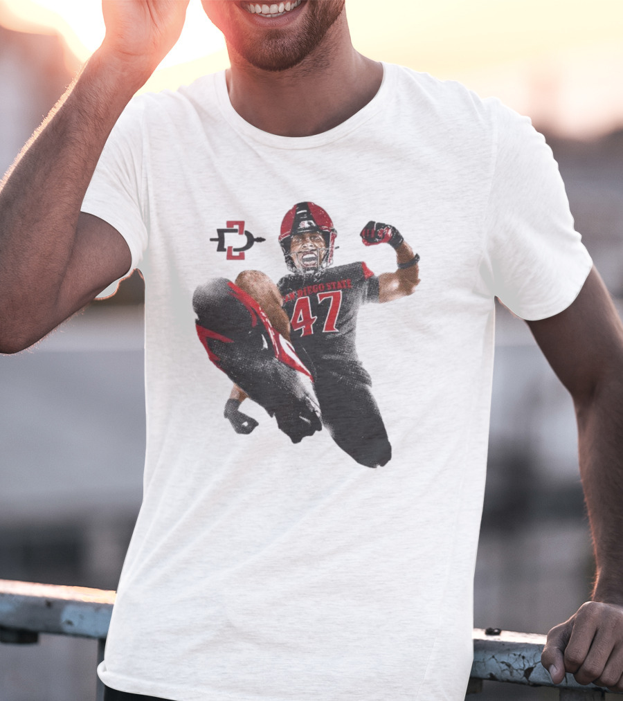 Trey White San Diego State Aztecs 47 Football Jump T-Shirt