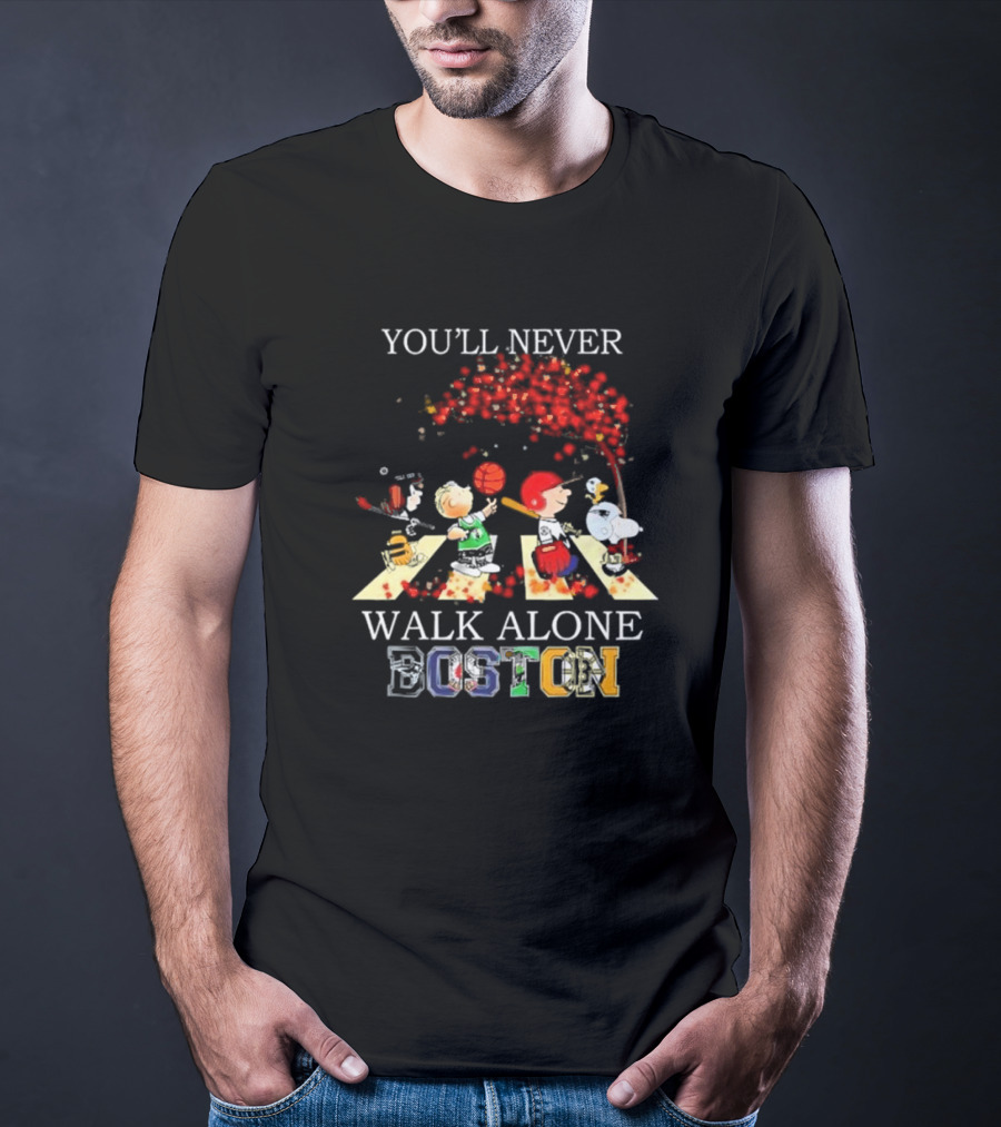 Peanuts Characters You’ll Never Walk Alone Boston Sports City Team T-Shirt