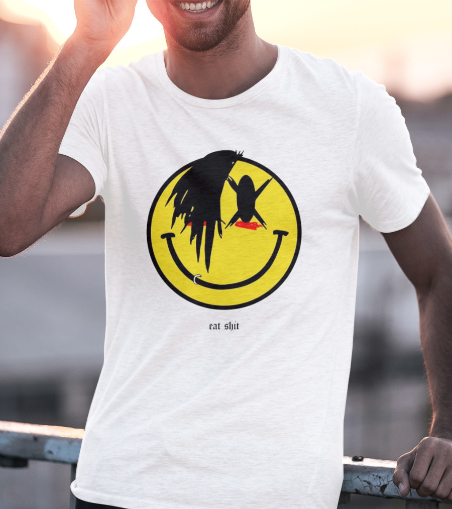 My Chemical Romance Smiley Symbol Eat Shit Face With Hair And Piercing T-Shirt