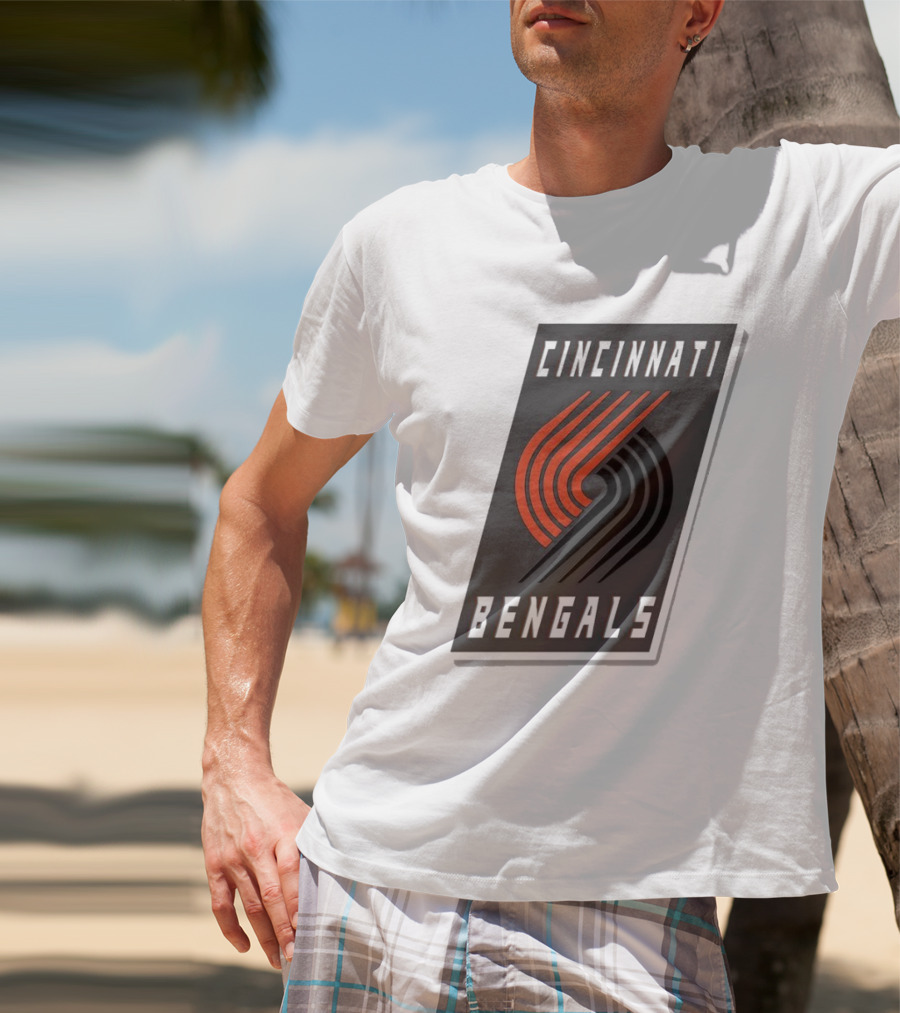 Cincinnati Bengals X Portland Trail Blazers Mashup Logo NFL NBA T-Shirt