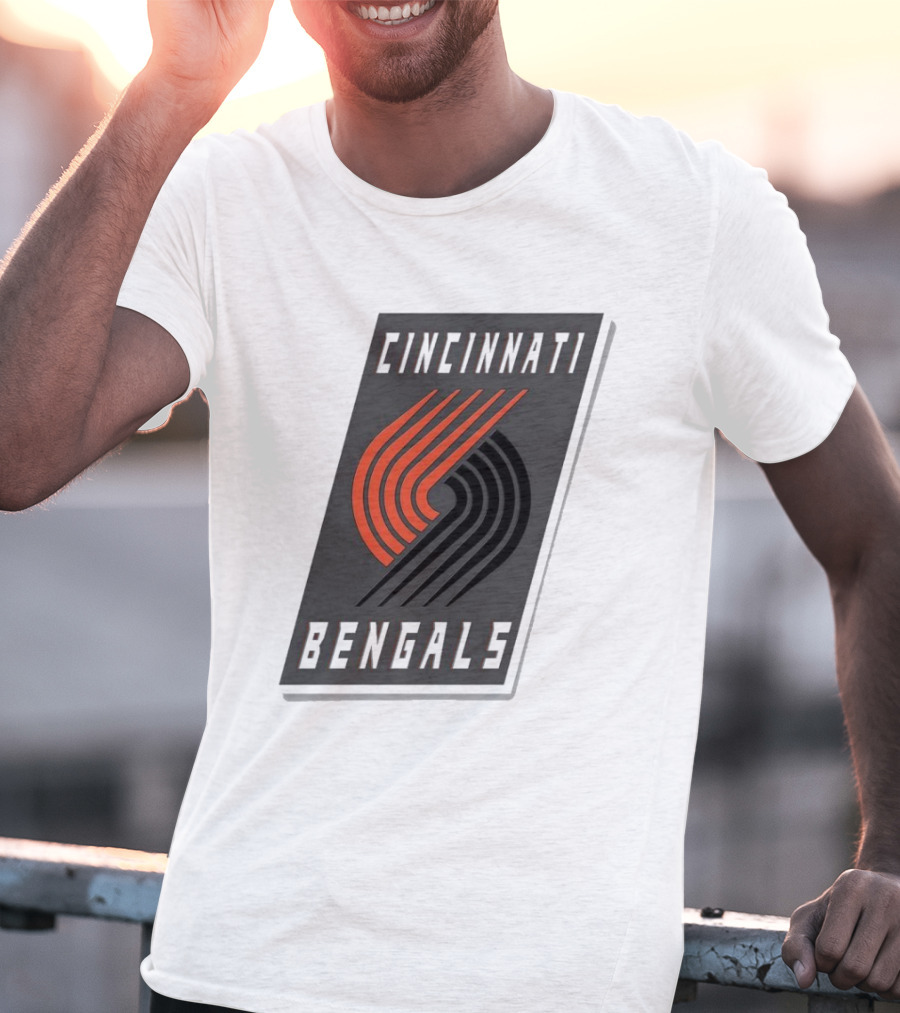 Cincinnati Bengals X Portland Trail Blazers Mashup Logo NFL NBA T-Shirt