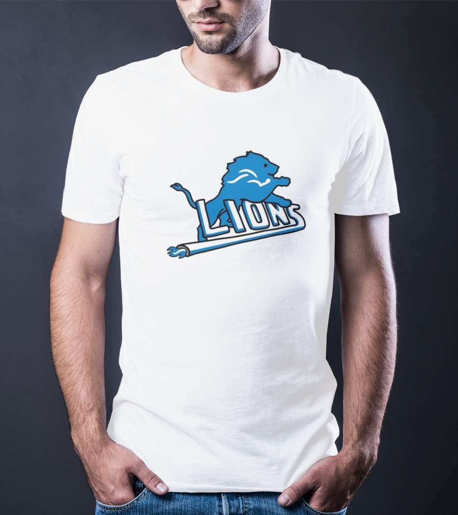 NFL Detroit Lions Blue Logo Mashup With NBA Detroit Pistons Inspired T-Shirt
