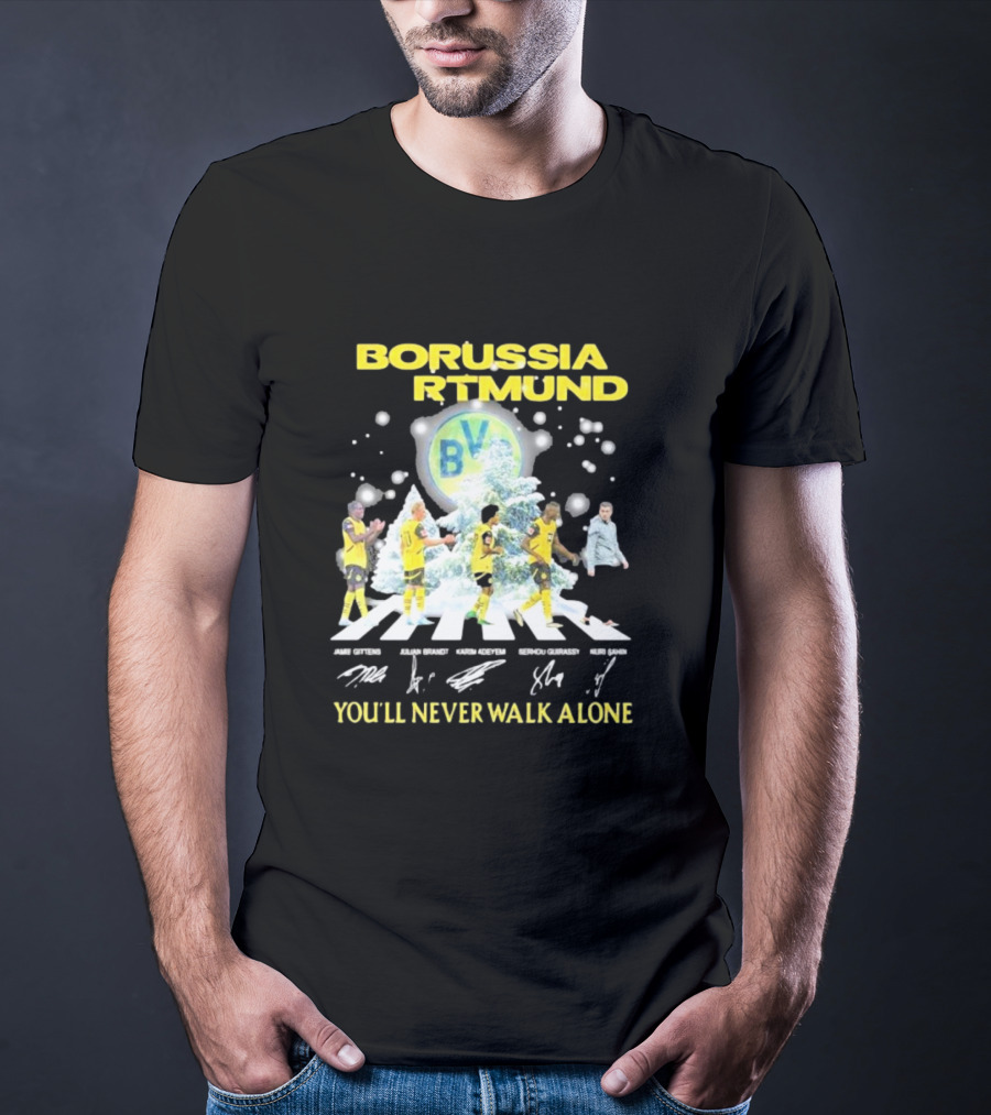 Borussia Dortmund BV Celebrate Christmas Signatures You'll Never Walk Alone T-Shirt