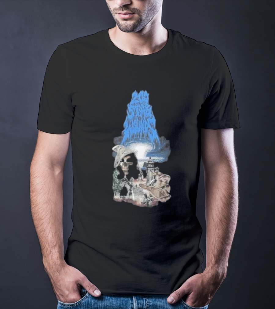 Down Right Merch 200 Stab Wounds Grim Reaper Skull Lighthouse Scene T-Shirt