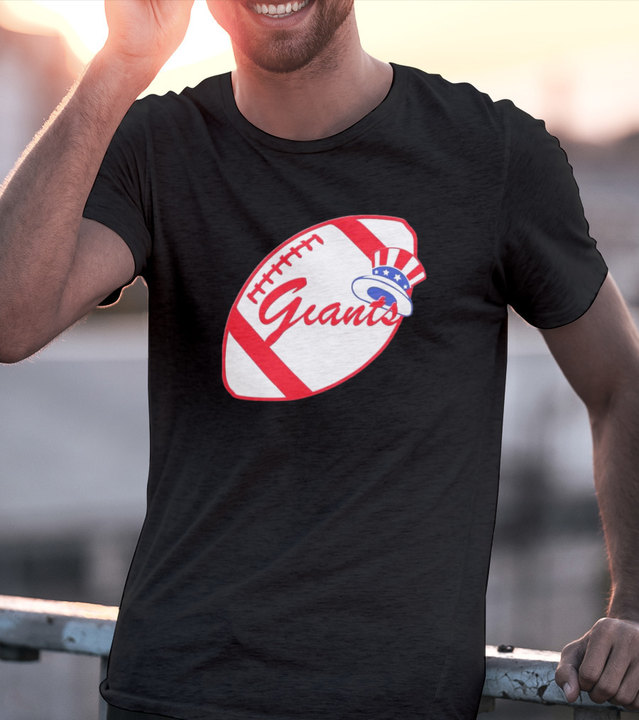 Giants Football Mashup With Yankees Hat NFL X MLB Collaboration T-Shirt