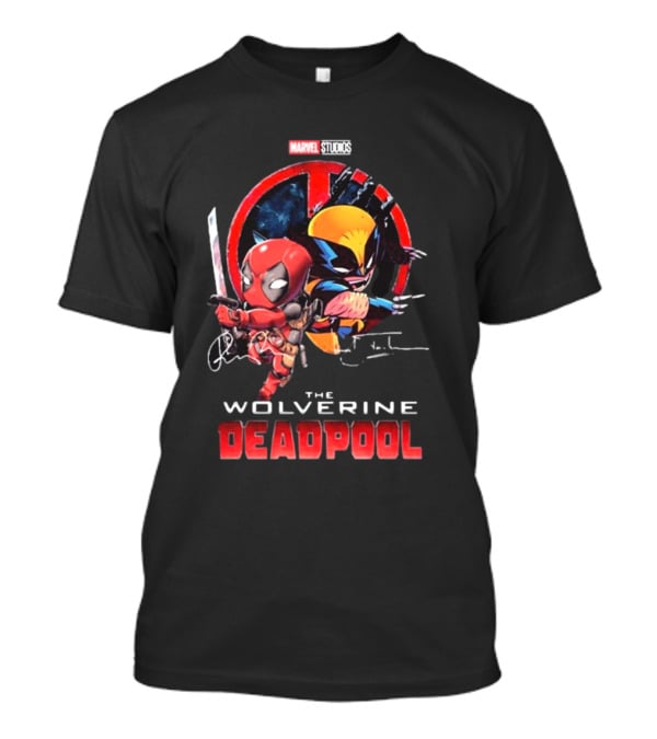 Marvel Studios Baby Deadpool And Wolverine Hugh Jackman And Ryan Reynolds Signatures T-Shirt