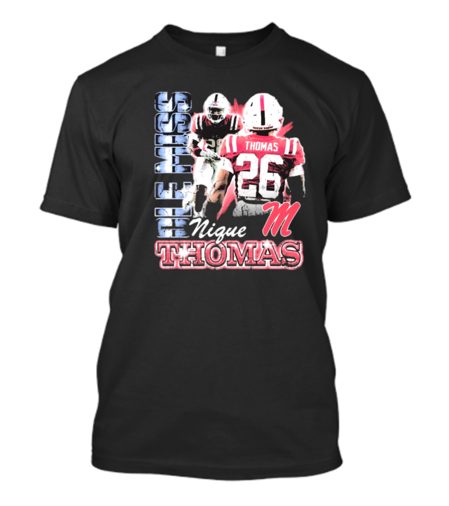 Ole Miss Rebels Domonique Nique Thomas 26 Football 90s T-Shirt