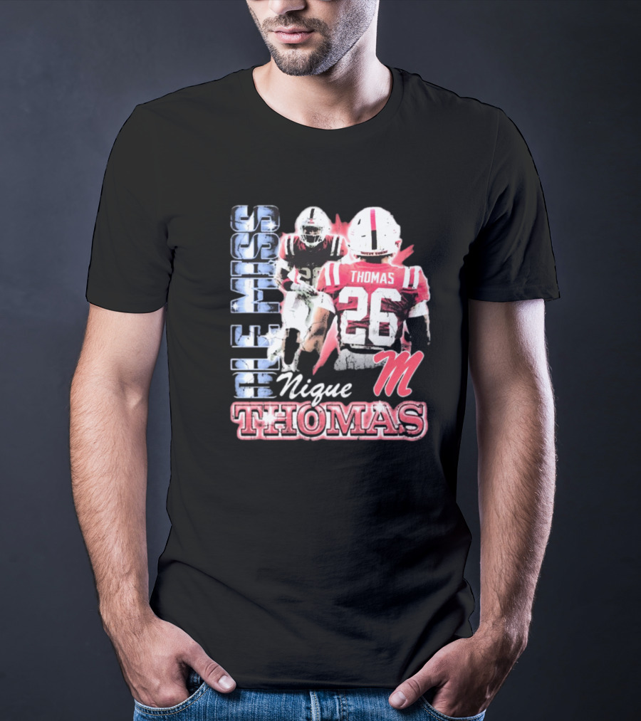 Ole Miss Rebels Domonique Nique Thomas 26 Football 90s T-Shirt