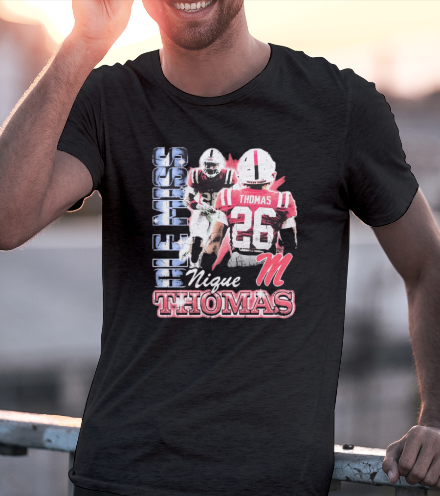 Ole Miss Rebels Domonique Nique Thomas 26 Football 90s T-Shirt