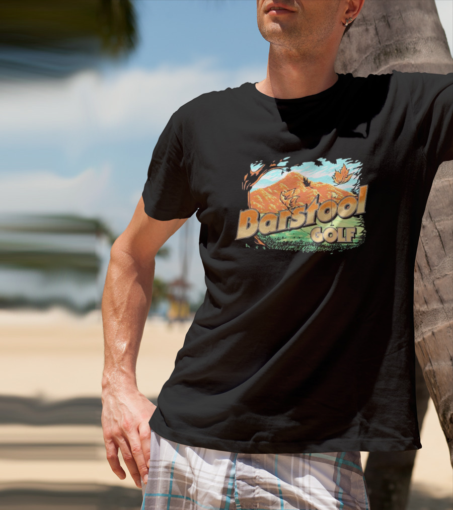 Golf Fall Mountain Scene With Leaves T-Shirt